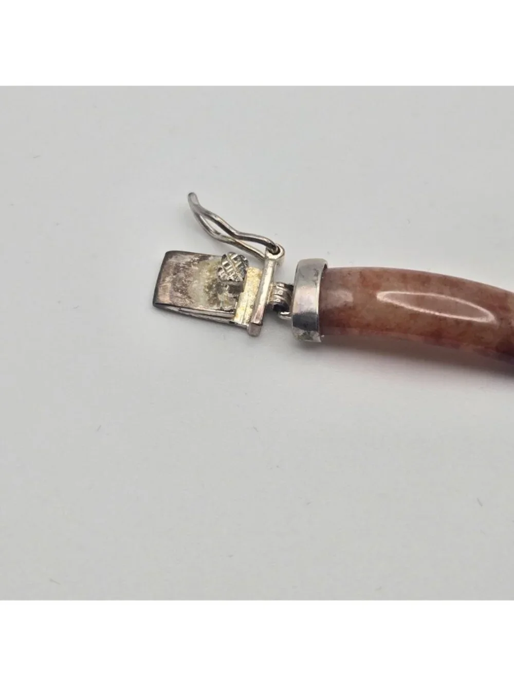 Vintage Sterling Silver Multi-Stone Inlay Bracelet Jade Amethyst Onyx Citrine